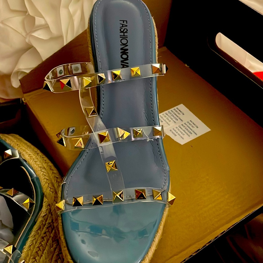 Blue wedge sandal